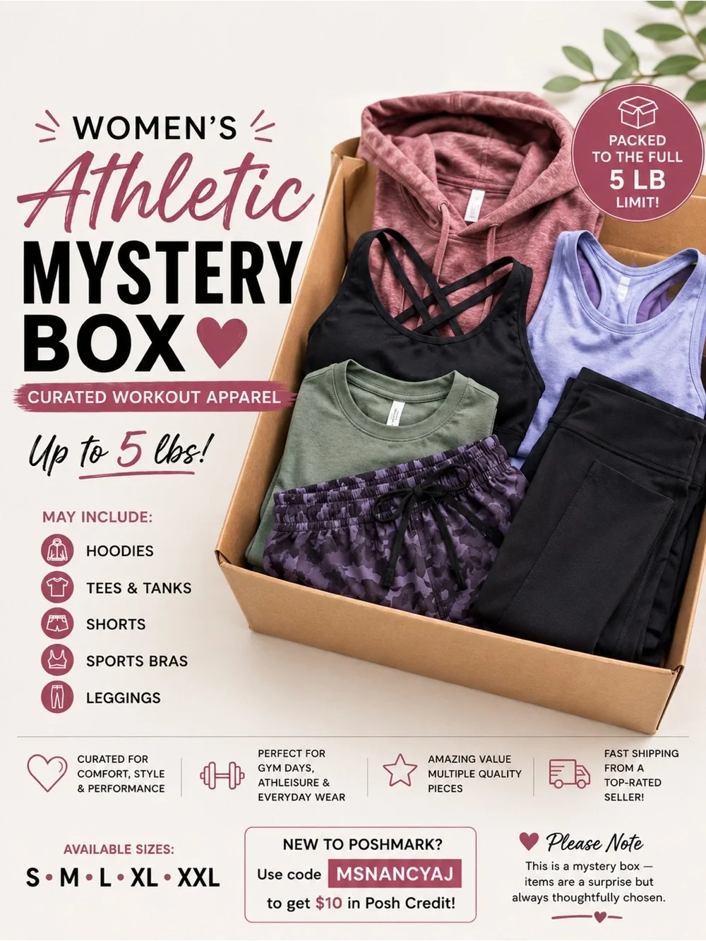 Women’s Athletic Mystery Box – Curated Workout Apparel (Up to 5 lbs!)